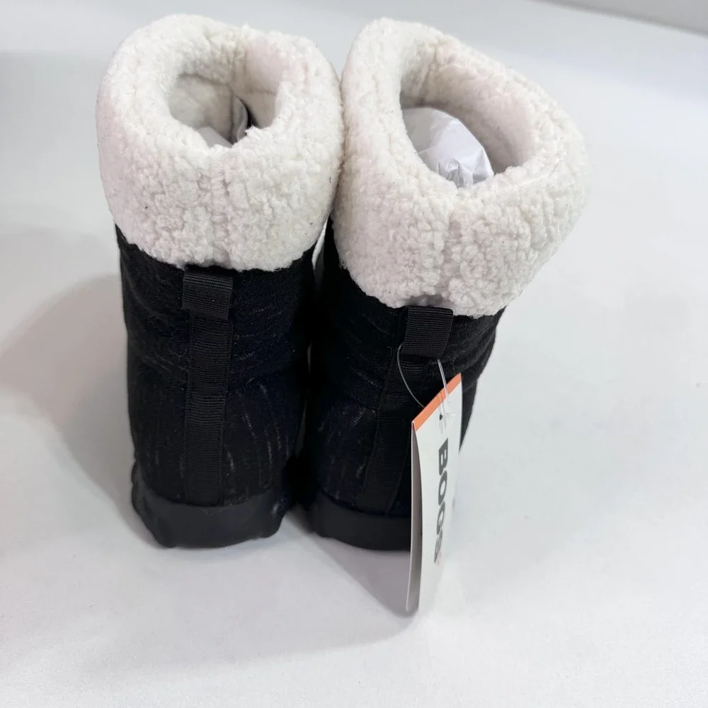 Bogs BMOC II Dash Boots Womens Size 7 Black Ankle Waterproof‎ Faux Fur Lined